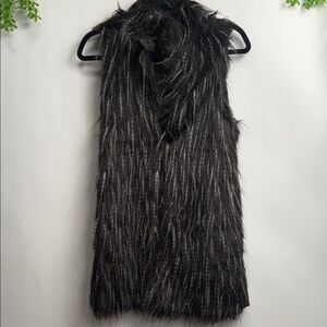 Adrianna Papell Black Faux Fur Vest